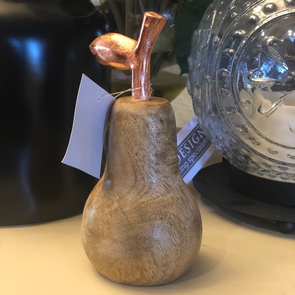 6” Wood and Copper Metal Pear - Picture 3 of 4